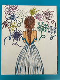 Girl w/fireworks painting