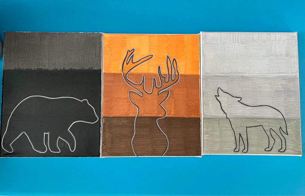 Wild animals paintings set
