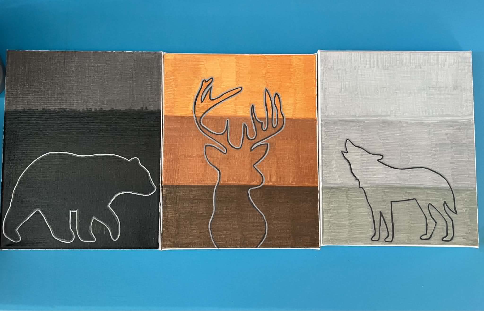 Wild animals paintings set