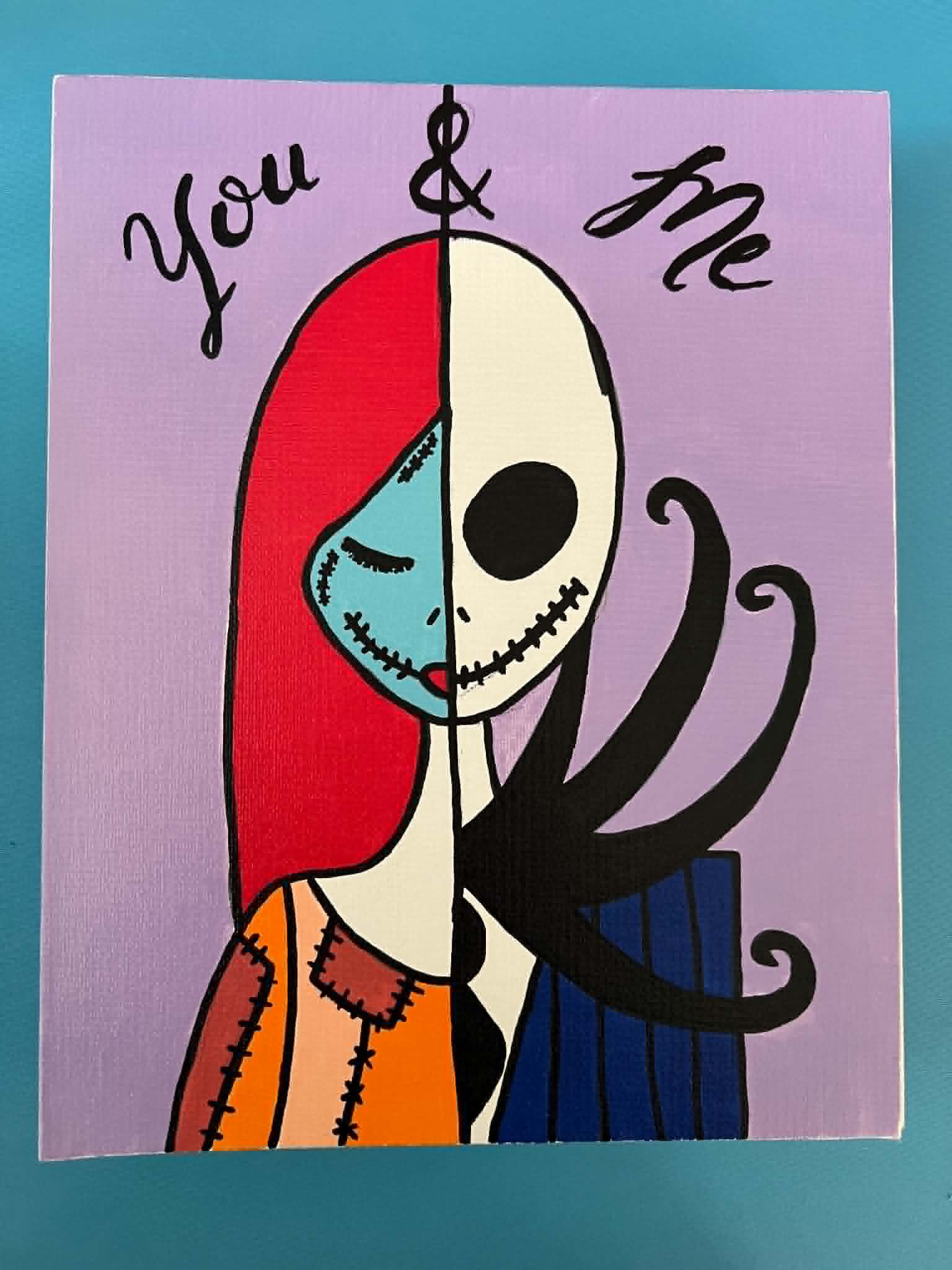 You and me skeleton painting