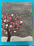 Heart tree with snow painting