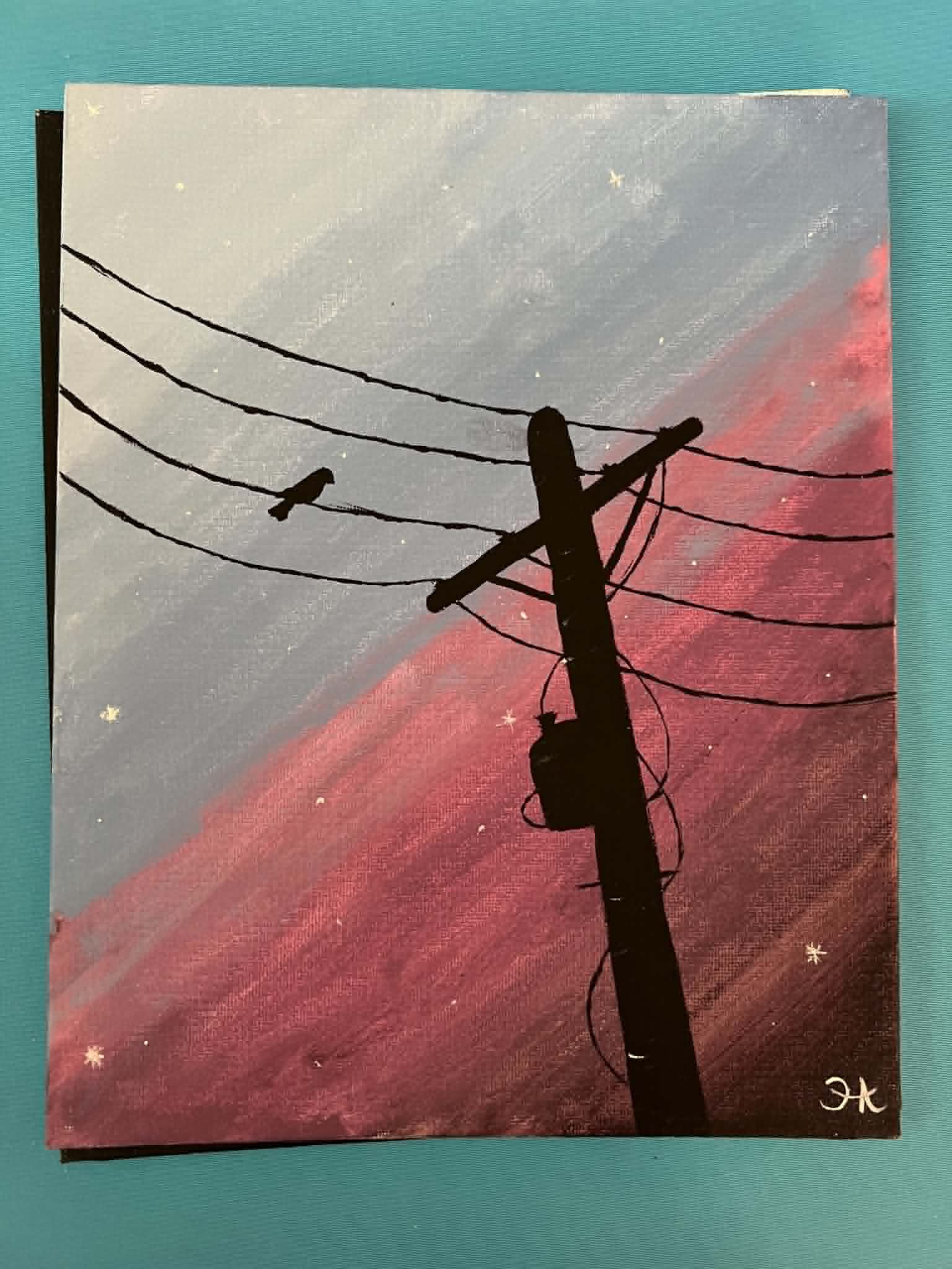 Street sunset painting