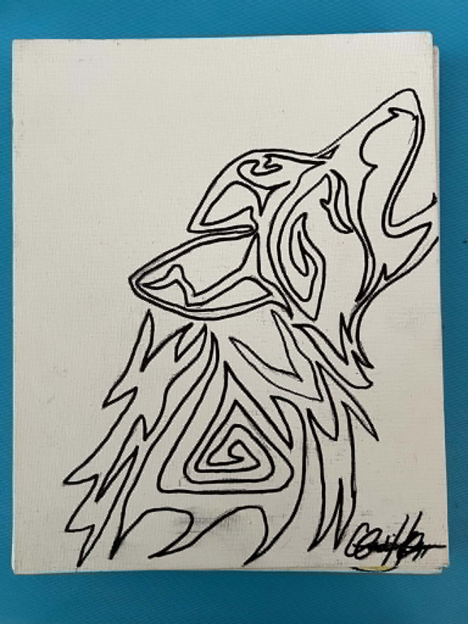 Howling wolf painting
